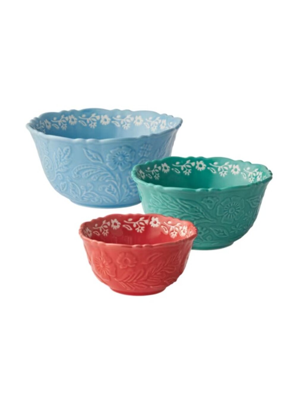 The Pioneer Woman Home Multicolor 3 Pc Embossed Durable Stoneware Serve Bowl Set